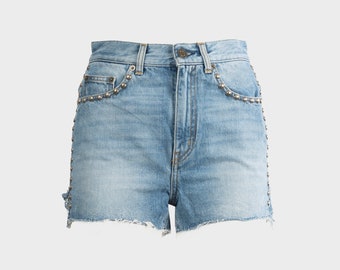 Saint Laurent - Short en jean à clous