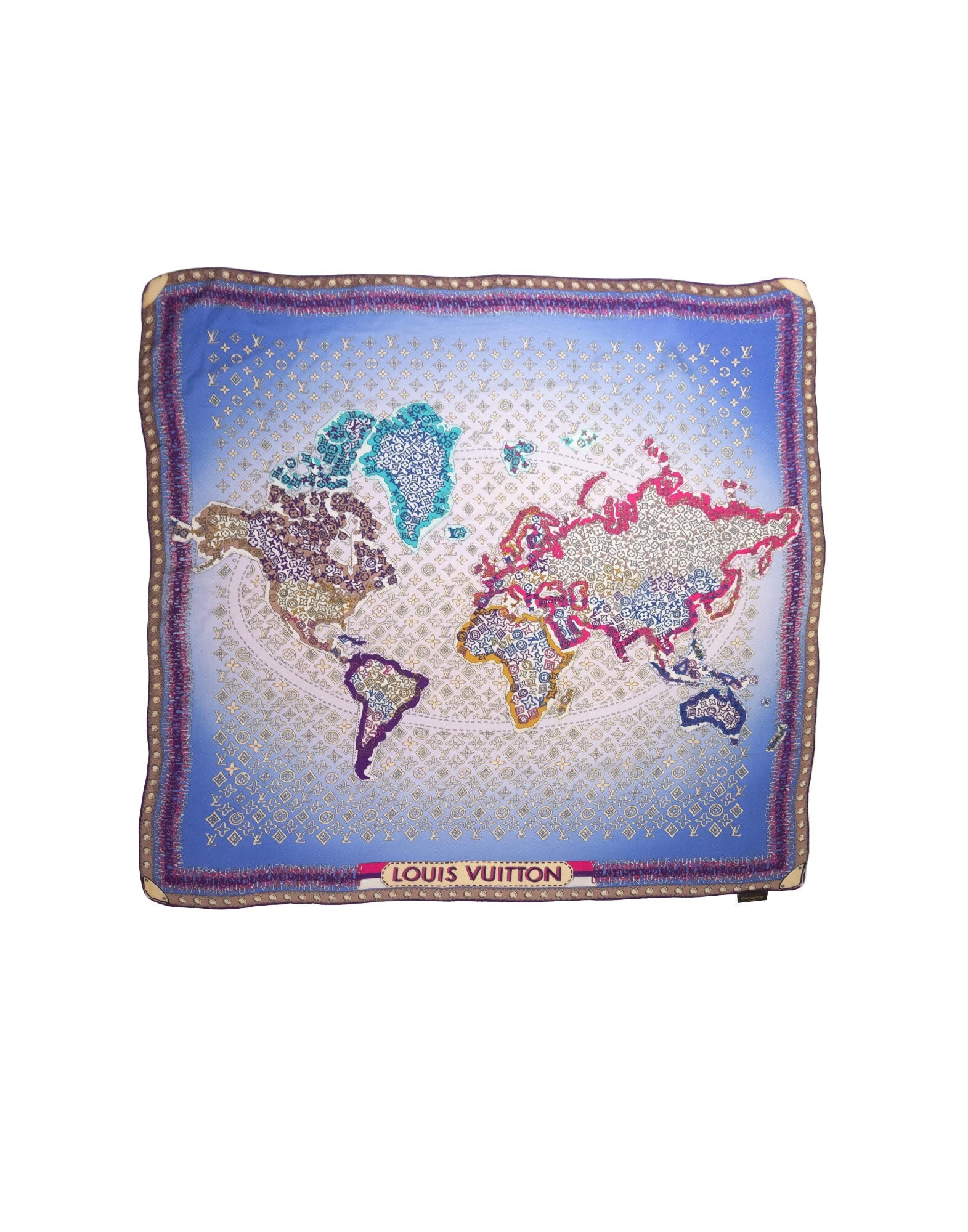 Buy Louis Vuitton 'world Map' Silk Scarf Online in India 