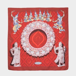 Hermes - &#39;Siam&#39; 90s red silk scarf