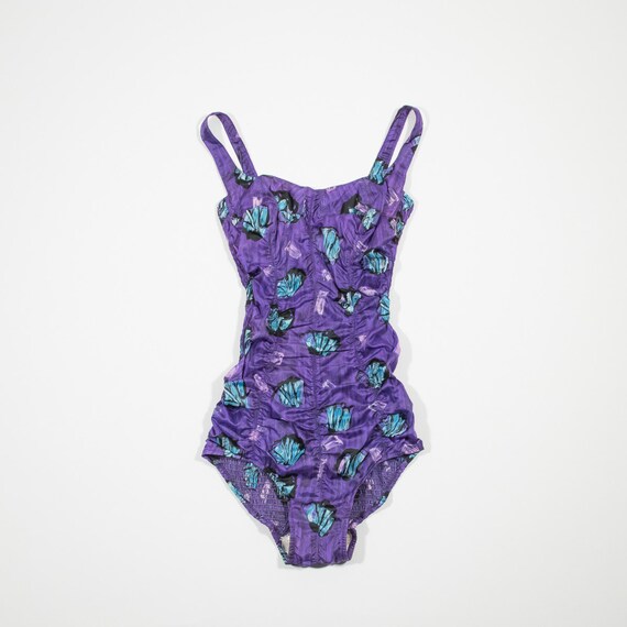 50s purple nylon swimsuit vintage bathing suit