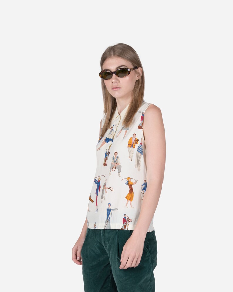 LES COPAINS Sleeveless top with pattern