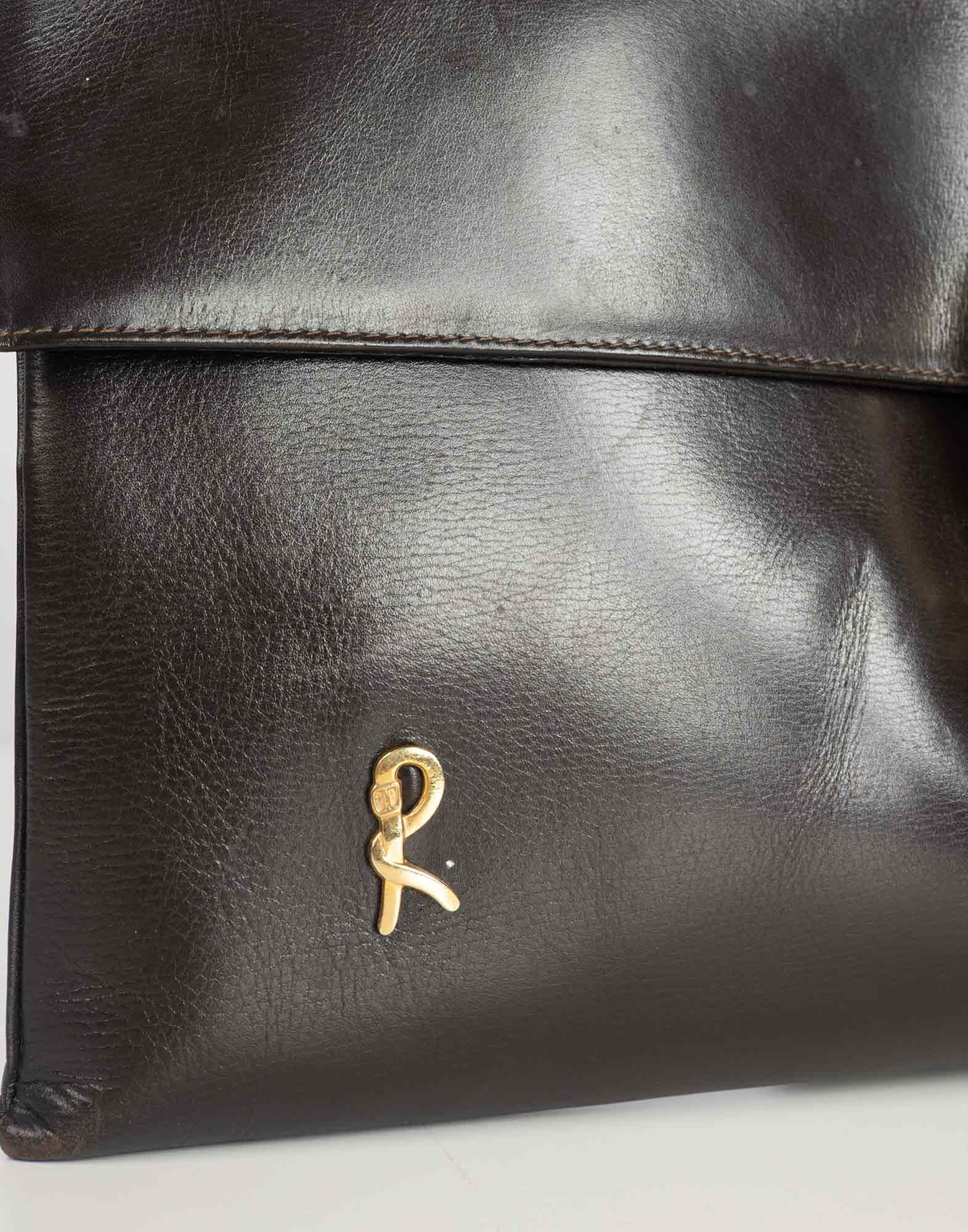 Roberta di Camerino ダークブラウンクラッチバック Roberta Di Camerino - ブラウン レザー クラッチ 70s - Etsy 日本