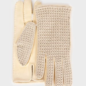 Vintage - Beige Canvas und Wildlederhandschuhe