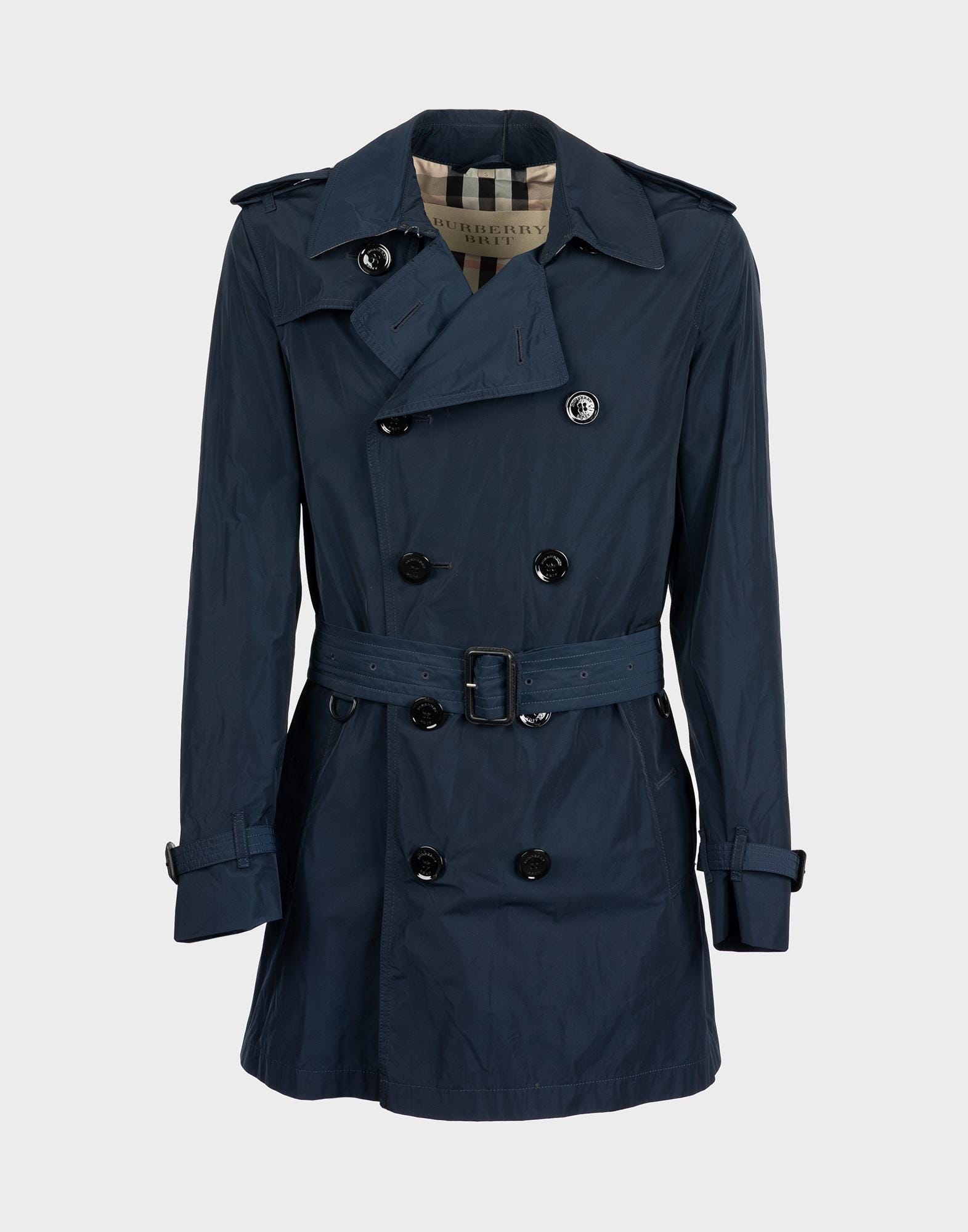 BURBERRY BRIT ネイビー ピーコート メンズ Burberry Brit – 2000s Men's Blue Trench Coat - Etsy