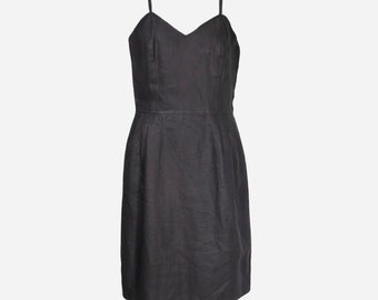 UNGARO - 80s Black linen dress