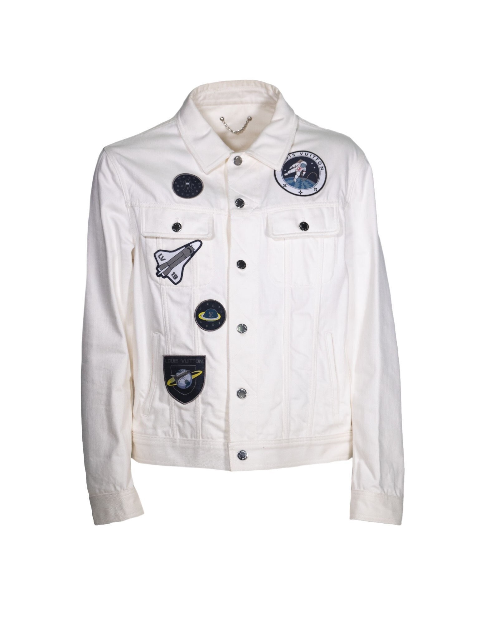 Louis Vuitton White Cotton Space Applique Denim Jacket L Louis