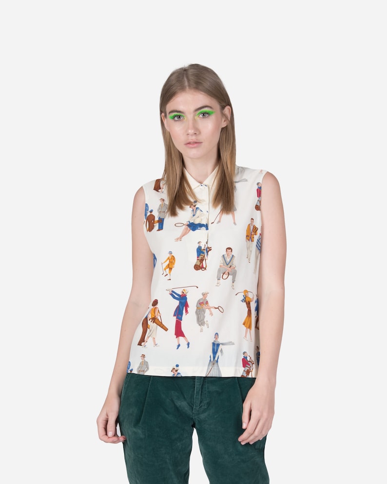 LES COPAINS Sleeveless top with pattern