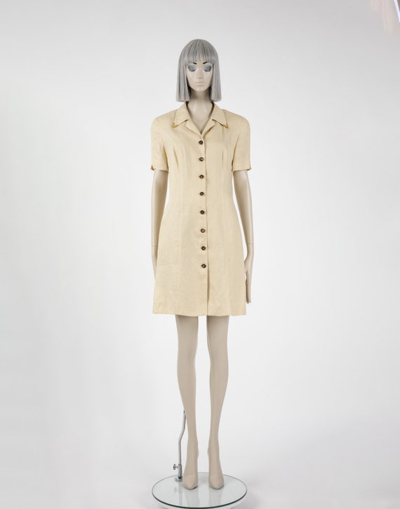 escada linen dress Vintage Escada Daisies Linen Dress - black