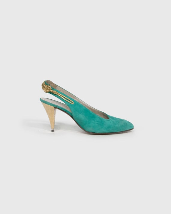 VINTAGE - Velvet green shoes