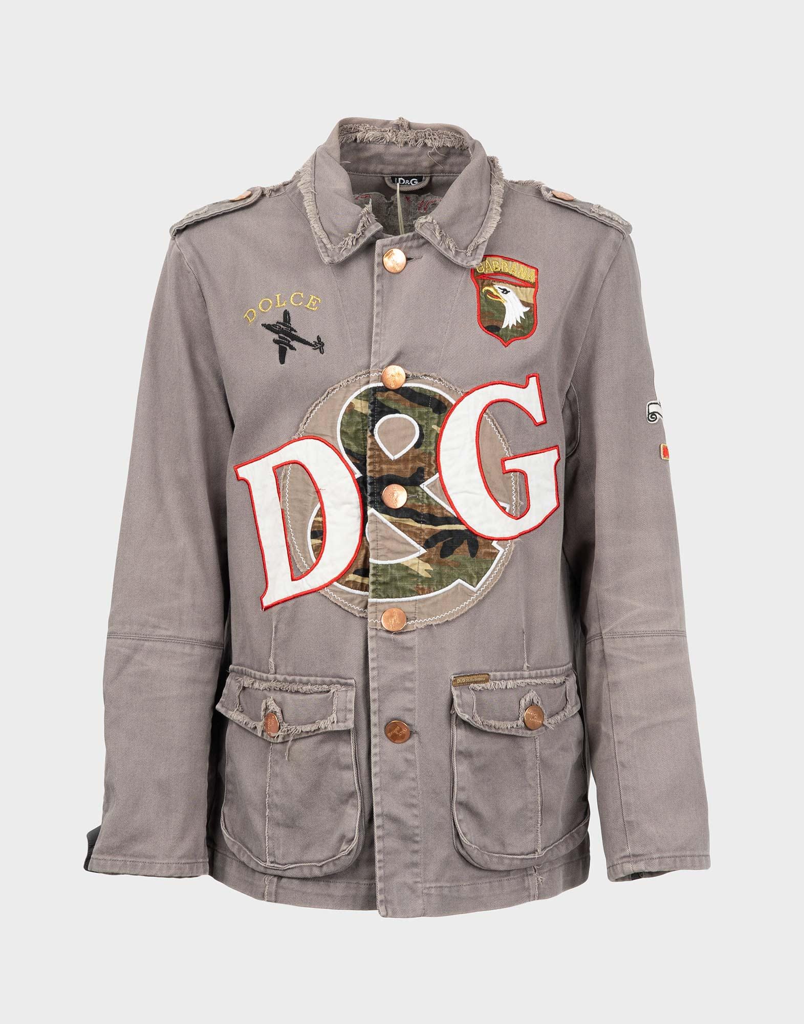Dolce & Gabbana ミリタリージャケット DOLCE & GABBANA Dark Olive Green Leather Vintage Chic Men's