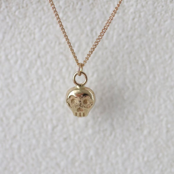 Tiny Gold Skull Necklace, Small 14k Pendant, Solid Gold Skull Pendant,  Sugar Skull Necklace, Day Of The Dead, Dia De Los Muertos, Calavera