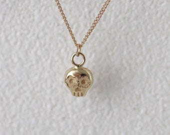 Tiny Gold Skull Necklace, Small 14k Pendant, Solid Gold Skull Pendant,  Sugar Skull Necklace, Day Of The Dead, Dia De Los Muertos, Calavera