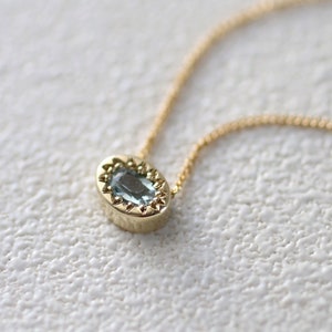 Gold aquamarine oval Necklace,  14k Gold  Necklace, Oval  Pendant, Evil Eye Necklace, pale blue gemstone