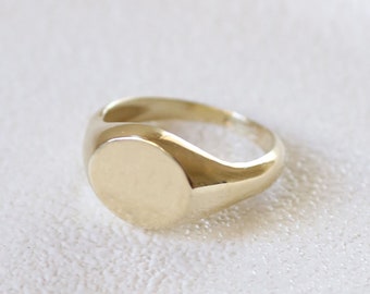 14k gold signet ring, solid gold wedding ring, herbal ring, signet ring for him