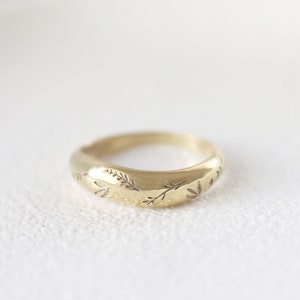 Solid Gold Matching Floral Wedding Rings, His and Hers Matching Leaf ...
