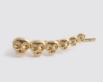 14K manguito de la oreja, oro escalador de la oreja, pendientes del cráneo de oro, orduga de oreja, barrido de orejas de oro, pendiente gótico de oro, barridos de orejas de oro