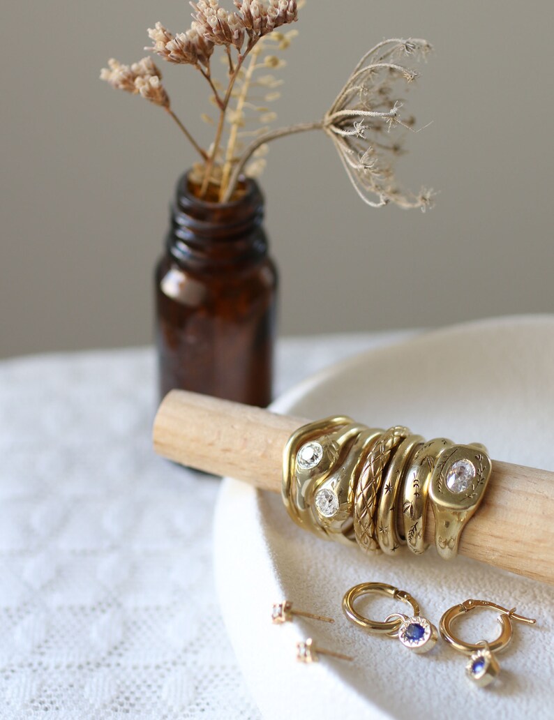 blue sapphire pendant hoop earrings in 14k solid gold image 5