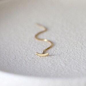 solid gold minimalist threader earrings, mix and match chain earrings image 5