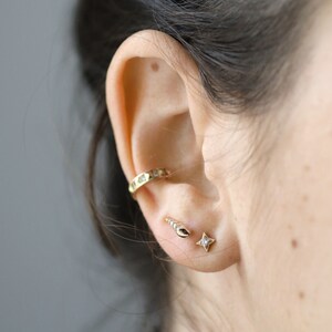 diamond star earrings, compass earrings, solid gold ,star stud earrings image 6