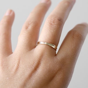 Minimalist Wedding Ring, Alternative Engagement Ring, wedding Band,, Stackable Gold Ring, 14k Diamond ring, Tiny Diamond image 5