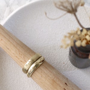 Solid Gold Matching Floral Wedding Rings, His and Hers Matching Leaf ...
