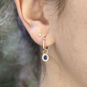 blue sapphire pendant hoop earrings in 14k solid gold image 7