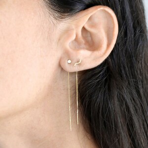 solid gold minimalist threader earrings, mix and match chain earrings image 8