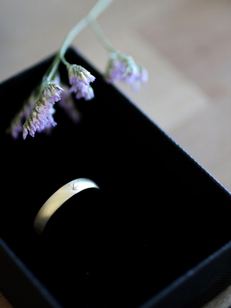 14 Karat Gold Star Ring, Men's Wedding band, wedding ring for him, 14k solid gold Ring, Celestial Ring, Solid Gold Star Ring image 4