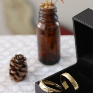 Solid Gold Matching Floral Wedding Rings, His and Hers Matching Leaf ...