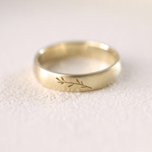 Solid Gold Matching Floral Wedding Rings, His and Hers Matching Leaf ...