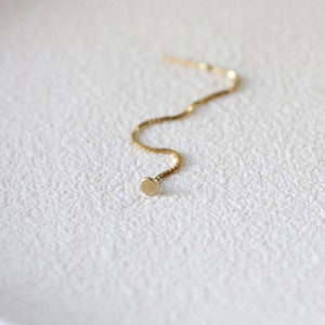 solid gold minimalist threader earrings, mix and match chain earrings image 4