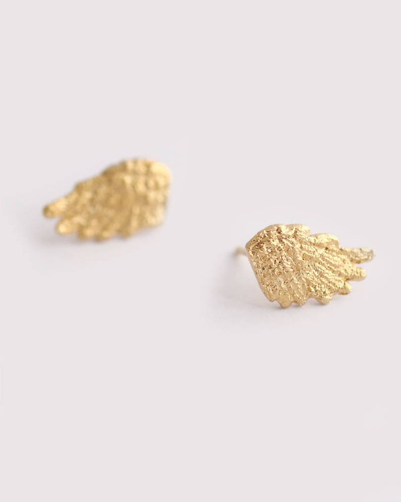 Gold Wing Earrings Wings Stud Earrings Angel Wing Earrings | Etsy