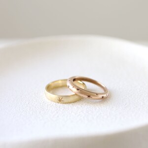 His and Hers Wedding Bands, Matching Gold Rings, Rose Gold Star Rings ...