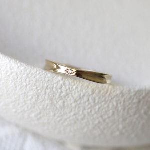 Minimalist Wedding Ring, Alternative Engagement Ring, wedding Band,, Stackable Gold Ring, 14k Diamond ring, Tiny Diamond image 3