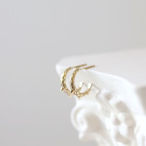14k Gold Snake Earrings, Small Solid Gold Hoop Earrings, Tiny Dragon Earrings image 2