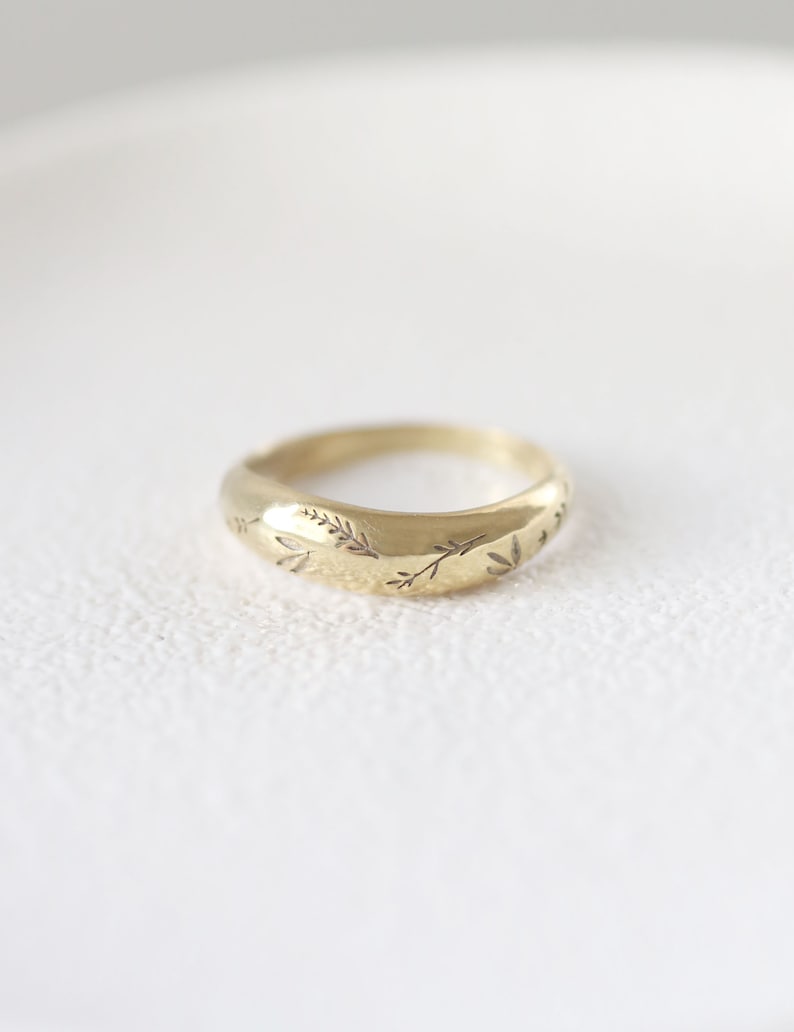 Solid Gold Matching Floral Wedding Rings, His and Hers Matching Leaf ...