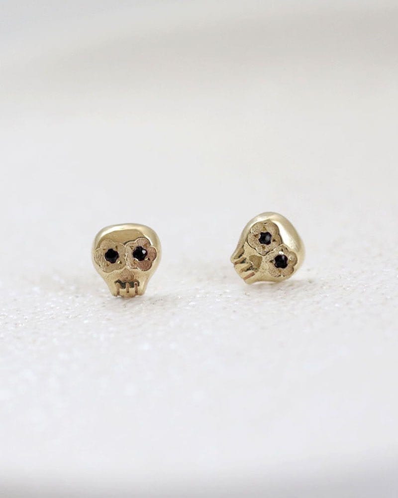 Solid Gold Skull Earrings Diamond Skull Earrings Skull - Etsy