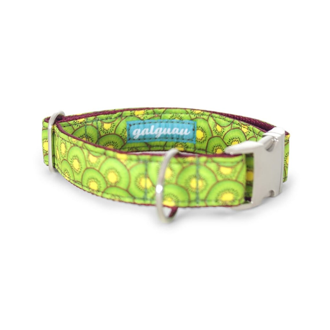 Dog Collar with clip closure Kiwi kiwi kiwi Sateen. Collar Etsy Polska