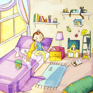 Custom illustration for children's book to publish. Illustrator for hire. Personalized drawing for a picturebook. Spread and single page on commission. Whimsical scene