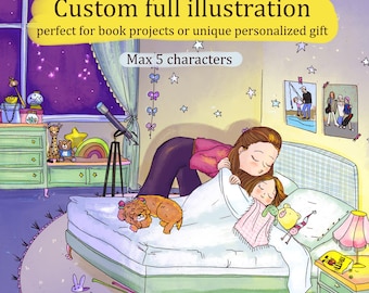 Custom children book illustration, illustrator for hire, whimsical drawing for kids. Publish Kdp. Handdrawn digital art for short story book