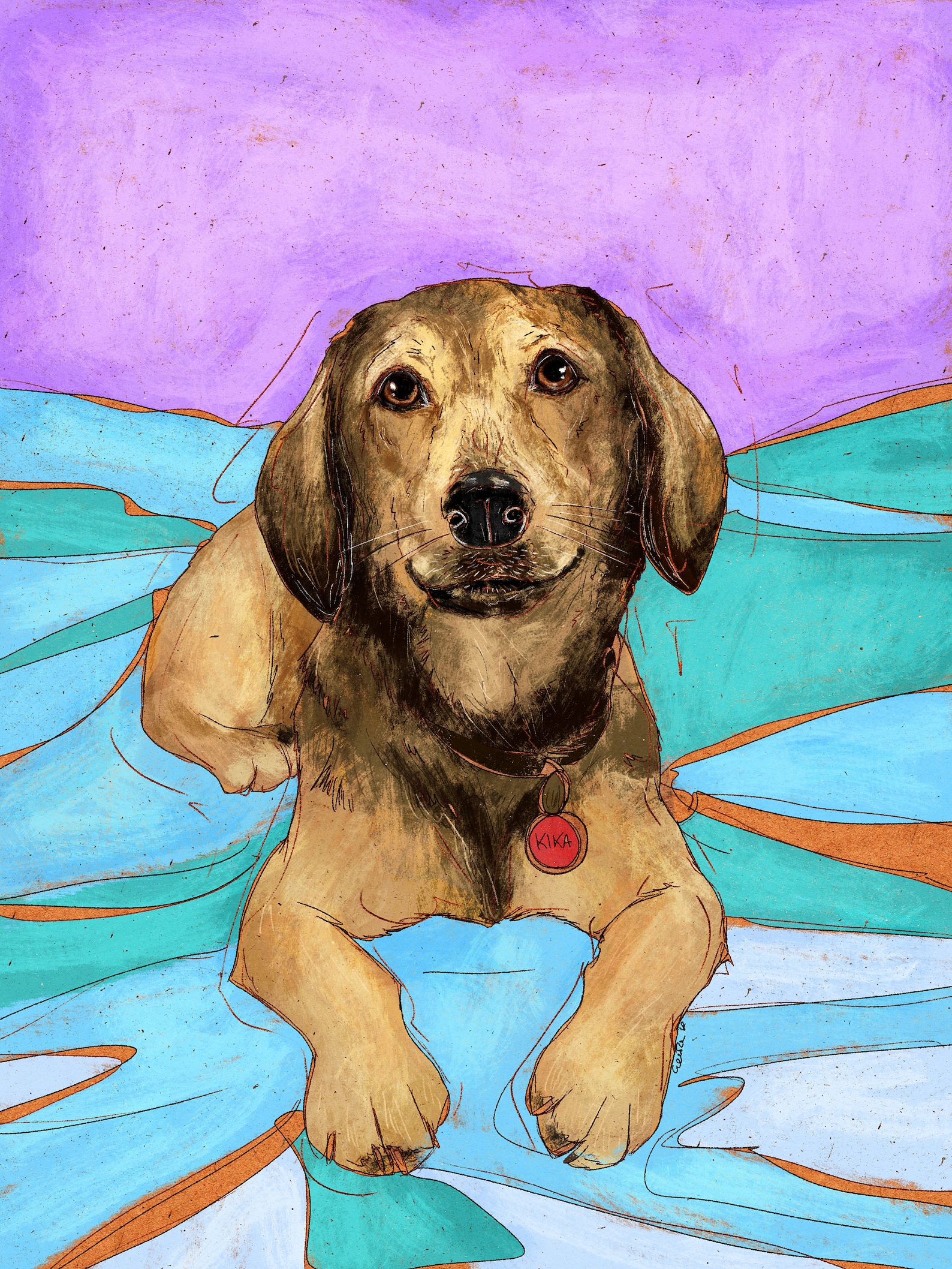 Dog Art Commission Digital Portrait. Custom Gift Memorial for Etsy