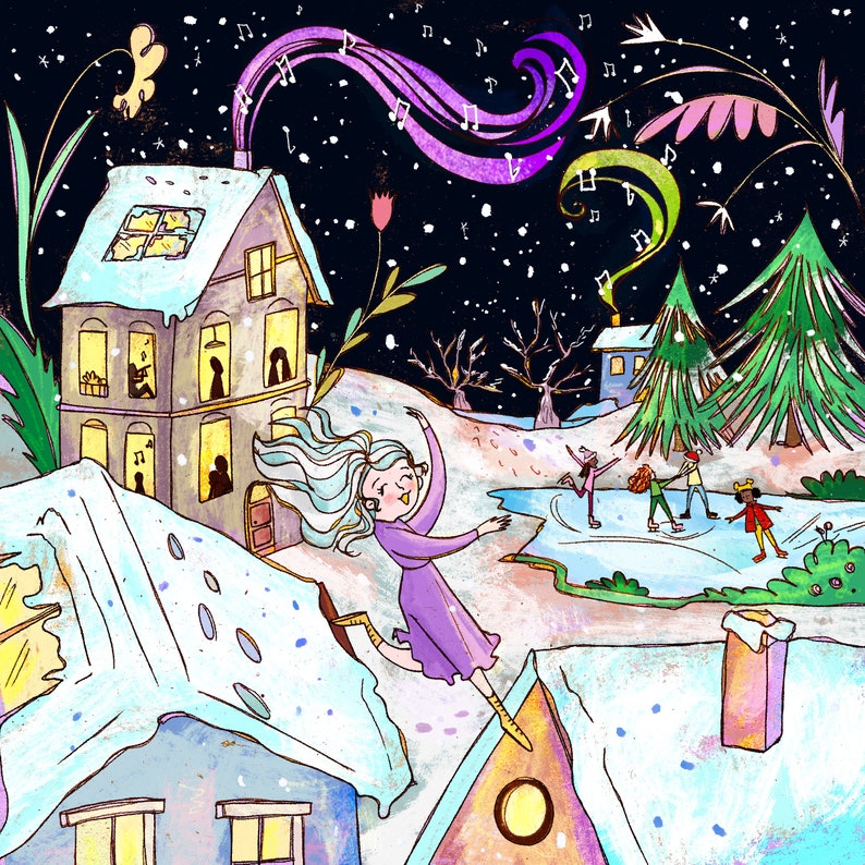 Custom illustration for children's book to publish. Illustrator for hire. Personalized drawing for a picturebook. Spread and single page on commission. Whimsical scene