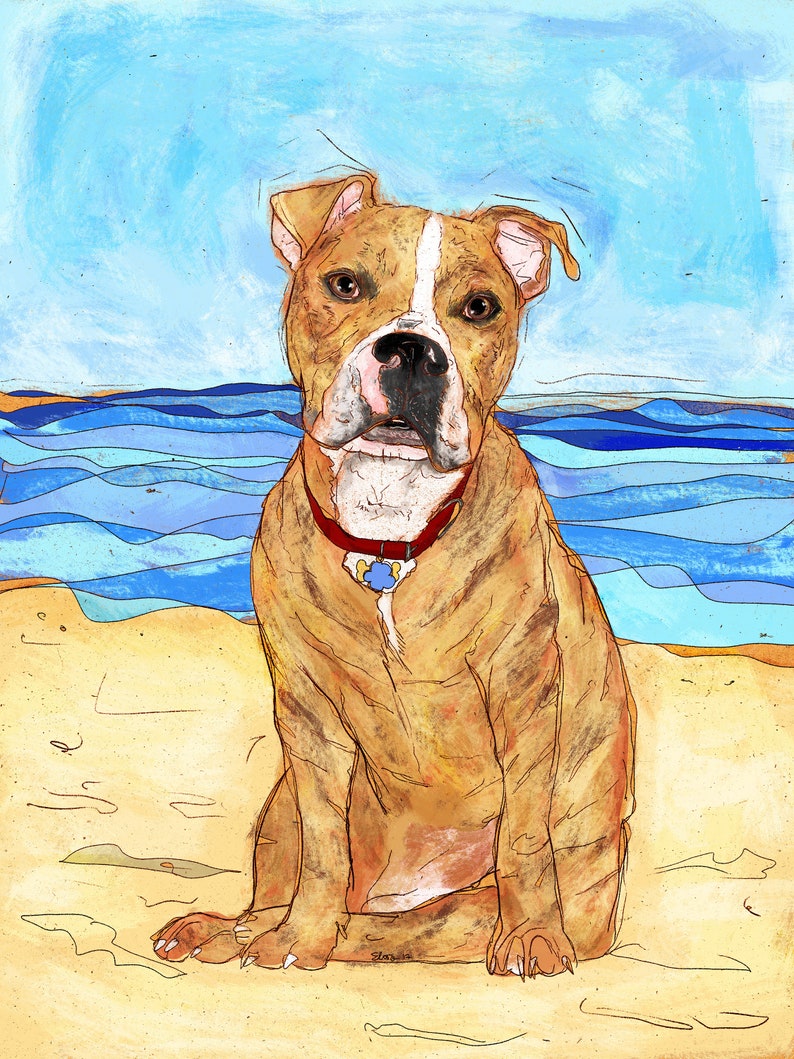 Dog Art Commission Digital Portrait. Custom Gift Memorial for Etsy