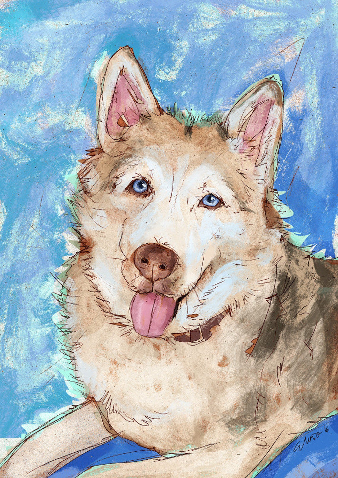 Dog Art Commission Digital Portrait. Custom Gift Memorial for Etsy