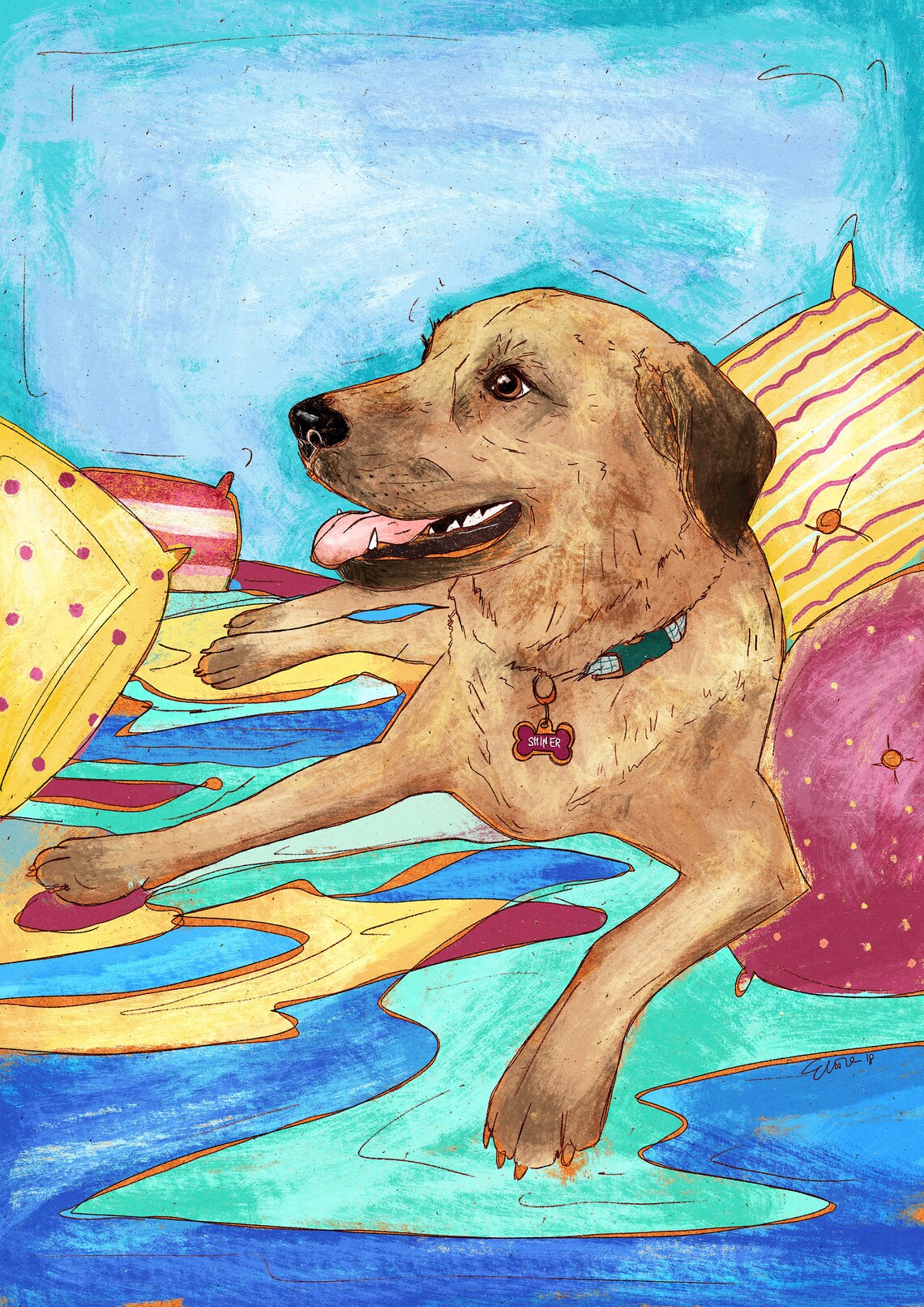 Dog Art Commission Digital Portrait. Custom Gift Memorial for Etsy