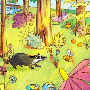 Custom illustration for children's book to publish. Illustrator for hire. Personalized drawing for a picturebook. Spread and single page on commission. Whimsical scene