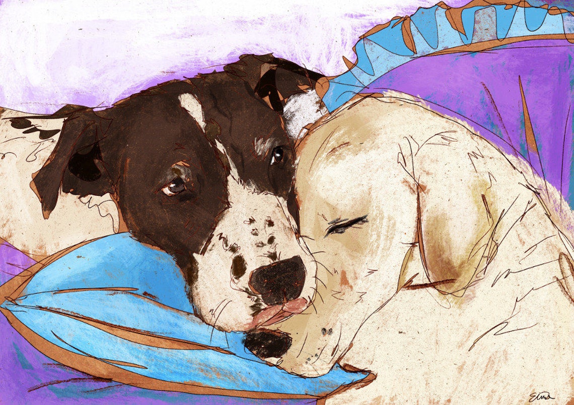Dog Art Commission Digital Portrait. Custom Gift Memorial for Etsy