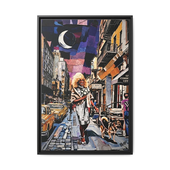 Village Moon (in honor of Marsha P. Johnson) - Digital Art on Matte Canvas