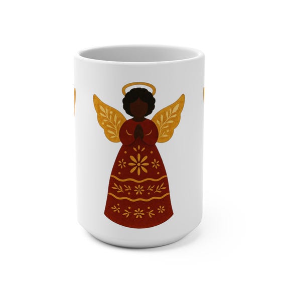 Festive Angel - Christmas Coffee Cup, Winter Tea Mug, Seasonal Hot Cocoa Tumbler, Unique