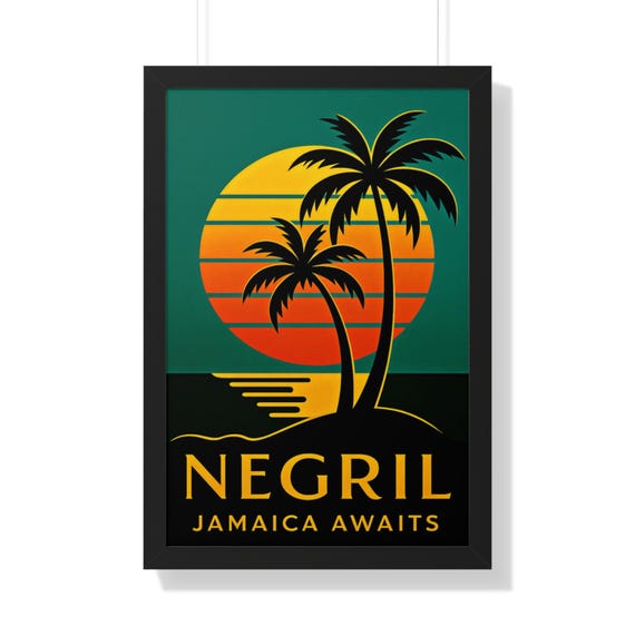 Negril, Jamica Awaits (Limited Edition) -  Modern Abstract Framed Vertical Poster
